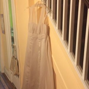 Champagne David's Bridal Halter Gown